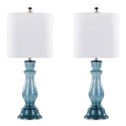 Bishop - Contemporary Clear Angel Table Lamp (Set of 2) - Blue / Polished Nickel / White