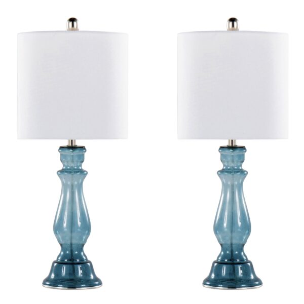 Bishop - Contemporary Clear Angel Table Lamp (Set of 2) - Blue / Polished Nickel / White