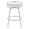Charlotte - Glam Glam / Art Deco Fixed Height Counter Stool With Swivel With Round Footrest (Set of 2) - Chrome / White - Image 5