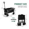 100L Collapsible Folding Beach Wagon Cart With 220Lbs Large Capacity, Wagons Carts Heavy Duty Foldable With Big Wheels For Sand, Garden, Camping - Black - Image 10