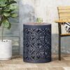 Outdoor Lace Cut Metal Side Table - Dark Blue - Image 8