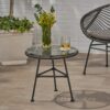 Petrichor - Outdoor Side Table With Tempered Glass And Steel Frame - Gray - Image 8