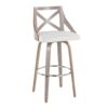 Charlotte - Farmhouse Fixed Height Barstool With Swivel With Round Footrest (Set of 2) - Light Gray / Cream - Image 2