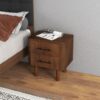 Logan - Mid-Century Modern Nightsd Bed Side Tables With 2 Drawers - Brown - Image 8