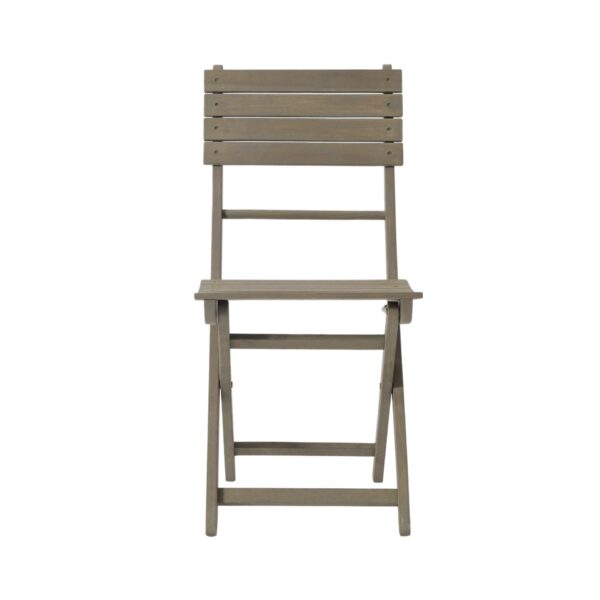 Outdoor Foldable Wood 2 Dining Chair With Slat Design - Gray