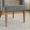 Wide Modern Barrel Open Back Upholstered Accent Chair With Weathered Solid Wood Legs Dining Chairs For Dining Room, Club, Kitchen - Gray - Image 7