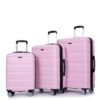 3 Piece Luggage Sets Pc Lightweight & Durable Expandable Suitcase With Two Hooks, Double Spinner Wheels, Tsa Lock, (21/25/29) - Pink - Image 4
