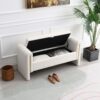 Modern Teddy Bed End Bench With Arms And Storage, Upholstered Large Foot Rest Stool, Comfy Window Vanity Bench For Living Room, Dorm, Coffee Table, Teddy - Cream - Image 3