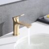 Modern Single Handle Lavatory Basin Sink Faucet With Aerated Stream - Brushed Gold - Image 2