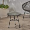 Petrichor - Outdoor Side Table With Tempered Glass And Steel Frame - Gray - Image 9