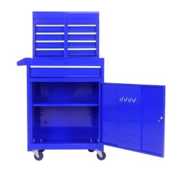 Rolling Tool Chest, 5 Drawer Tool Box Organizer With Lockable Wheels & Sliding Drawers & Detachable Top & Adjustable Shelf, Tool Storage Cabinet For Garage Workshop - Blue