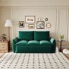 Pull Out Sofa Bed, 3 Seat Convertible Sleeper Sofa With 2 In 1 Pillow And Blanket Set Multifunctional Velvet Sofa Bed - Green - Image 4