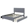 Queen Platform Contemporary Upholstered Bed With Drawers, Trundle - Gray - Image 5