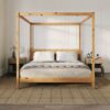 King Canopy Bed Frame Modern Minimalist Boho - Natural Pine - Image 5