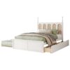 Queen Size Platform Bed With With 2 Big Drawers Twin Size Trundle - White - Image 4