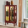Curio Cabinet Lighted Curio Diapaly Cabinet With Adjustable Shelves And Mirrored Back Panel, Tempered Glass Doors 3 Tier, (E26 Light Bulb Not Included) - Cherry - Image 7