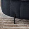 Upholstered Round Ottoman With Reversible Lid, Velvet Storage Stool, Channel Tufted Pumpkin Shape Footstool For Living Room, Bedroom And Office - Black - Image 8