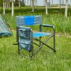 Padded Folding Outdoor Chair With Storage Pockets, Lightweight Oversized Directors Chair For Indoor, Outdoor Camping, Picnics And Fishing - Blue / Gray - Image 2