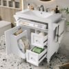 Bathroom Vanity With Top Sink, Modern Bathroom Storage Cabinet & 2 Drawers And A Tip-Out Drawer, Single Sink Bathroom Vanity - White - Image 22
