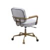Siecross - Vintage Top Grain Leather Office Chair - Antique White / Gray - Image 4