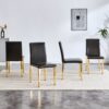 (Set of 4) Backrest Chairs With Gold Metal Legs A Perfect Pairing, Ideal For Minimalist And Modern Home Decor Styles - Black / Gold - Image 4