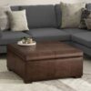 Gabbie - Square Coffee Table Upholstered Storage Ottoman - Brown - Image 4