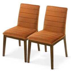 Ines - Dining Chair (Set of 2) - Brown / Burnt Orange