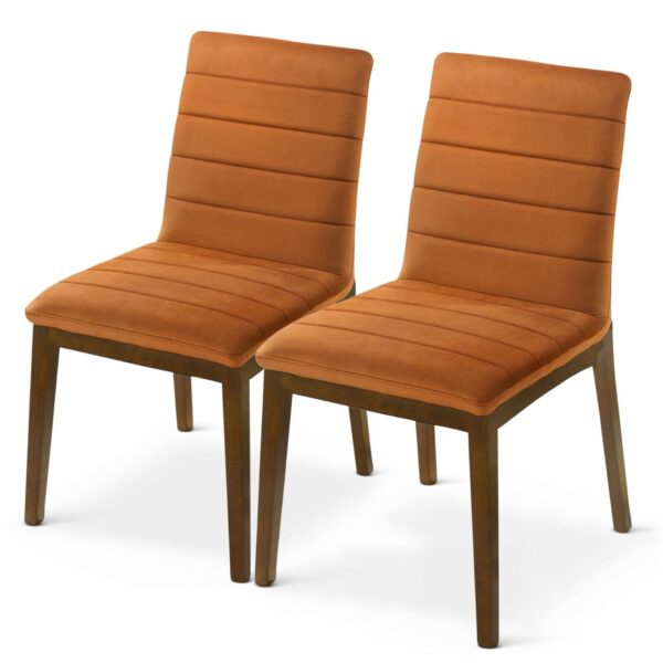 Ines - Dining Chair (Set of 2) - Brown / Burnt Orange