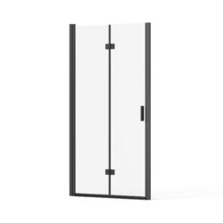 Bifold - Frameless Glass Shower Door 1 / 4" Tempered Clear Glass Pivot Swing Panel - Black