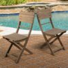 Outdoor Foldable Wood 2 Dining Chair With Slat Design - Gray - Image 2