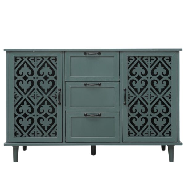 2 Door 3 Drawer Cabinet, American Furniture, Suitable For Bedroom, Living Room, Study - Dark Green