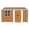 Heavy Duty Metal Storage Shed With Windows And Lockable Door Weatherproof Outdoor Garden Shed - Brown - Image 8