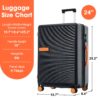Contrast Color Hardshell Luggage 24" Expandable Spinner Suitcase With Tsa Lock Lightweight - Black - Image 2