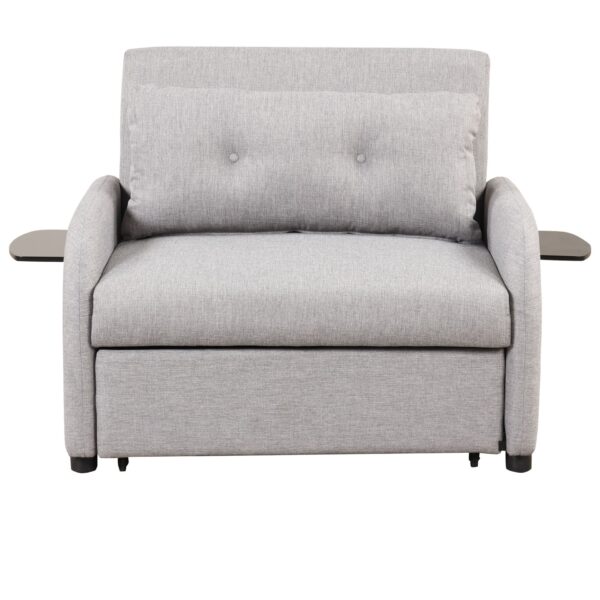 3 In 1 Pull Out Sofa Sleeper With Wing Table And USB Charge - Gray