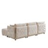 Multi Module Combination Style Sofa For Living Room And Other Lounge Spaces, Modern Minimalist Corduroy Combination Sofa With 2 Comfort Cushions With USB & C Charging Ports, 2 Sets - Beige - Image 12