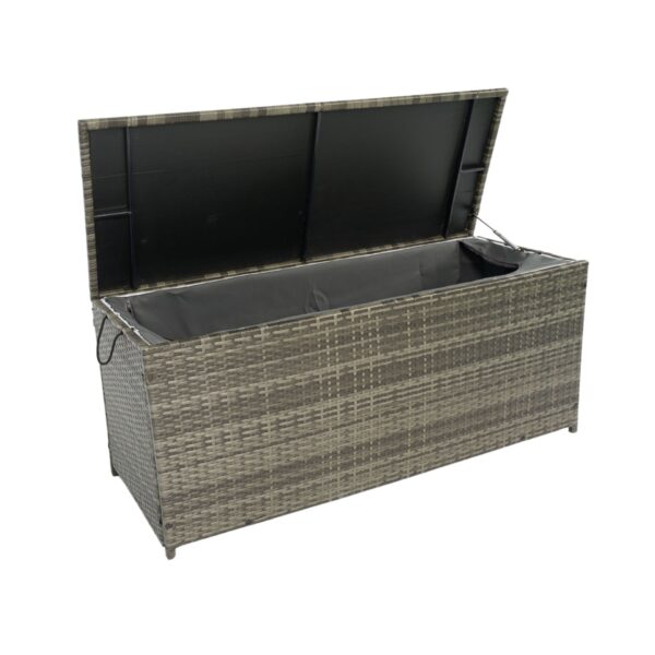 Outdoor Storage Box, 113 Gallon Wicker Patio Deck Boxes With Lid, Outdoor Cushion Storage For Kids Toys, Pillows, Towel, Wicker - Gray