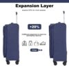 5 Piece Set (18/23/27/Travelbag /Toiletry Bag), Softshell Suitcase Spinner Wheels Terylene Polyester Luggage Sets Carry On Suitcase Luggage Lightweight Durable Suitcase - Blue - Image 17