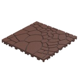 Stone Texture 12" Patio Deck Tiles, Diy - Module Interlocking Decking Tiles Floor Tile, Easy And Quick Installation Court Tiles For Porch Poolside Balcony Backyard 44 Pieces - Red Brown