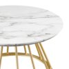 Modern Round Coffee Table With Metal Base - White / Gold - Image 3