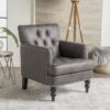 Vitality - Club Chair With Button Tufted Diamond Stitching And Turned Legs - Brown / Gray - Image 5