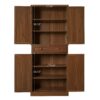 4 Door Cabinet With 1 Drawer, With 4 Adjustable Inner Shelves, Storage Cabinet - Walnut - Image 5