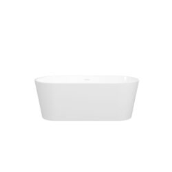 Freestanding Bathtub, Modern & Contemporary Design Soaking Tub With Brushed Nickel Pop-Up Drain And Minimalist Design Overflow - White
