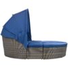 Outdoor Rattan Daybed Sunbed With Retractable Canopy Wicker Furniture, Round Outdoor Sectional Sofa Set - Gray Wicker Furniture Clamshell Seating With Washable Cushions, Backyard, Porch - Blue - Image 9