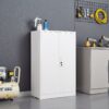Metal Storage Cabinet With Locking Doors And Adjustable Shelf, Folding Filing Storage Cabinet, Folding Storage Locker Cabinet For Home Office, School, Garage - White - Image 6