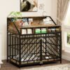 Wooden Dog Crate Furniture With Divider And Storage Drawers For Large Dogs - Rustic Brown - Image 15