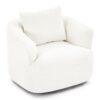 360° Swivel Barrel Sofa Chair With Throw Pillow, Chenille Upholstered Accent Chair - Beige - Image 14