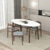 Ada - Mid-Century Modern Style Top Oval Dining Table - Brown / White - Image 6