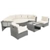 Patio Furniture Set Outdoor Daybed Rattan Sectional With Cushions And Center Table - Beige - Image 23