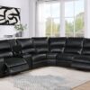 Saul - Leather Aire Power Recliner Sectional Sofa With USB Port Cupholder Console - Black - Image 8