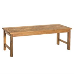 Modern Slat Top Solid Wood Patio Bench - Brown